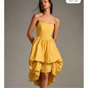 Anthropologie Yellow Strapless Midi Dress